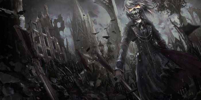 2048x1152 Desktop Wallpaper Dark, Anime Girl With Gun, Mask, Art, Hd Image, Picture,  Background, B8bb5e