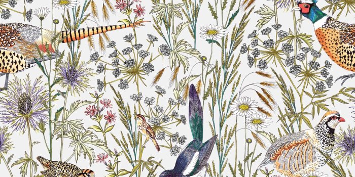 1100x1318 Woodland Birds, Lively Botanical Wallpaper • Milton & King