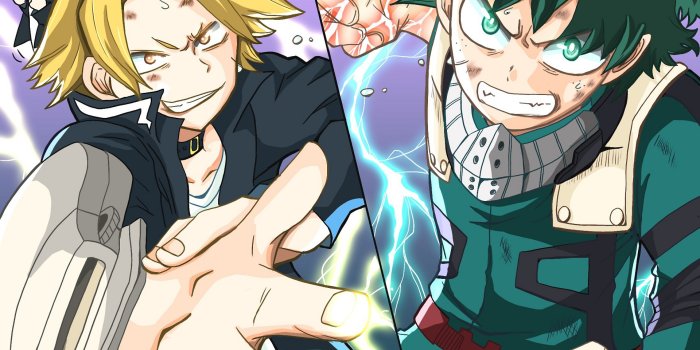 1920x1200 Download wallpapers Boku No Hero Academia, Denki Kaminari, Izuku Midoriya,  art, characters, japanese manga for desktop with resolution 1920x1200. High  Quality HD pictures wallpapers