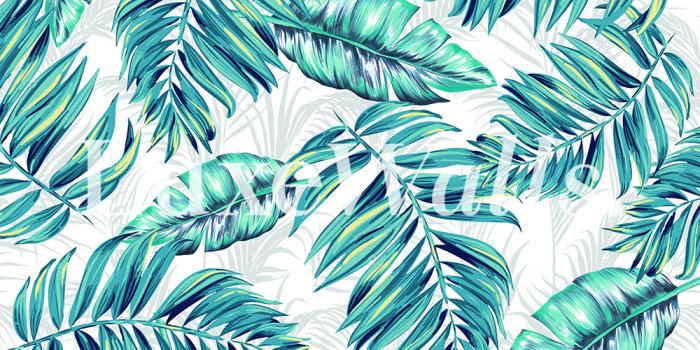 1000x1207 Teal Jungle Leaves Wallpaper | Luxe Walls - Removable Wallpapers