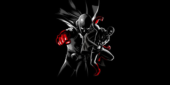 2880x1800 One Punch Man Wallpaper 4K, Saitama, AMOLED, Black background, 5K,  Black/Dark, #5031