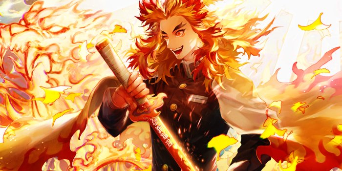 3840x2400 Download wallpapers 4k, Rengoku Kyoujurou, battle, Kimetsu No Yaiba, fire  flames, Demon Hunter, manga, Kyojuro Rengoku for desktop with resolution  3840x2400. High Quality HD pictures wallpapers