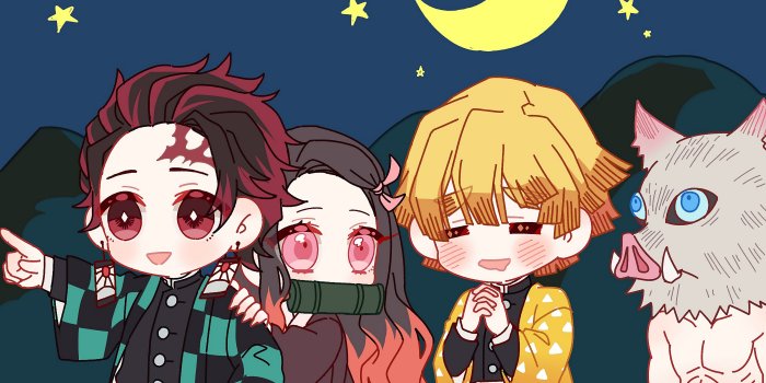 4096x2304 Kimetsu no Yaiba Chibi Tanjirou Nezuko Zenitsu Inosuke 4K Wallpaper #101