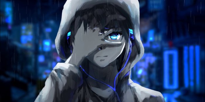1280x720 Anime Boy | Blue Eyes | Headphones [wallpaper]