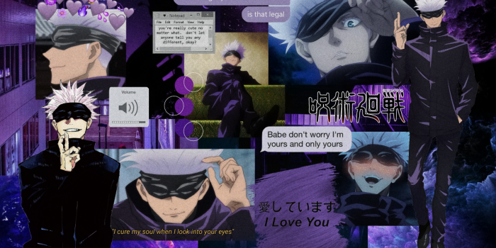 1280x800 ↝ a l i e n g i r l ↜ — Gojo Satoru (Jujutsu Kaisen) - purple aesthetic...