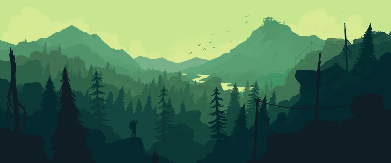 3440x1440 Download 3440x1440 Firewatch, Landscape, Forest, Minimalistic Wallpapers -  WallpaperMaiden