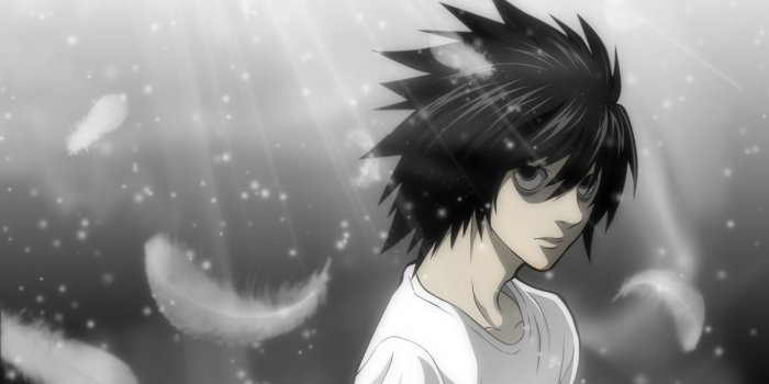 1600x1000 1081958 monochrome, anime, anime boys, black hair, Death Note, Lawliet L,  computer wallpaper, black and white, monochrome photography | Mocah HD  Wallpapers