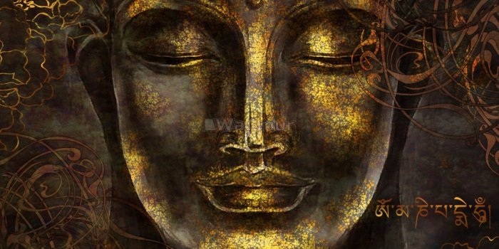 1099x840 Buddhist Art Gold Style 3D Look Buddha Wallpaper Mural - Wallpaper •  Wallmur®