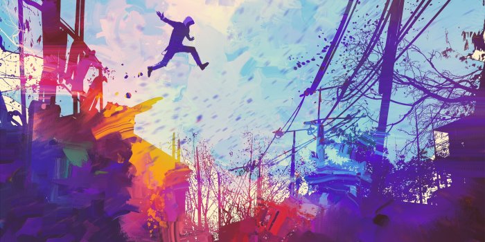 3840x2160 Man Jumping Roof Abstract Illustration Painting 5k Wallpaper  https://hdwallpapersmafia.com/man-jumping-roof-abstract-illus… | Parkour,  Painting wallpaper, Abstract