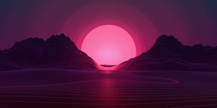 1366x768 Download wallpaper: Neon sunset 1366x768