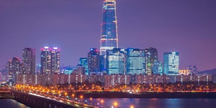 1536x2048 Lotte Tower Wallpaper 4K, Seoul, Cityscape, Bridge, Night, City lights,  World, #1315