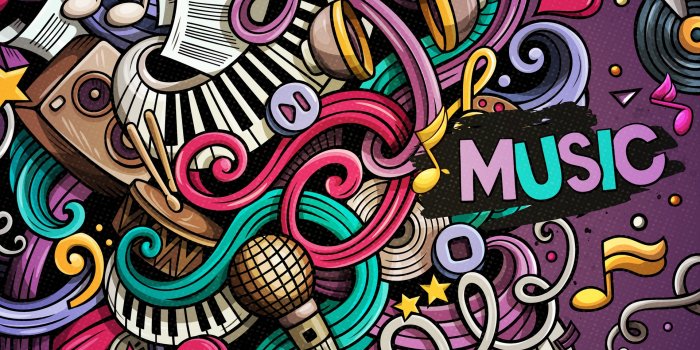 1920x1080 Wallpaper Music, Doodles, Colorful, Musical Instruments, - Doodle Wallpaper  Hd Iphone - 1366x768 Wallpaper - teahub.io