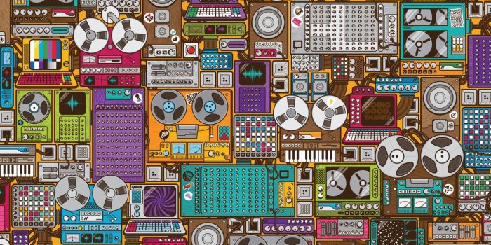 1366x768 HD Retro Music Doodle Wallpapers Widescreen Full Size Desktop Background