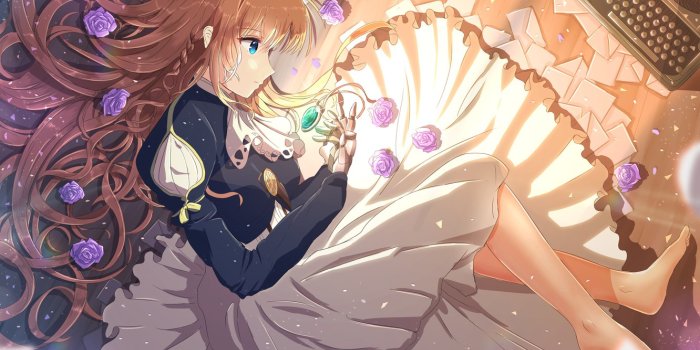 1332x850 Wallpaper girl, flowers, anime, art, Violet Evergarden images for desktop,  section сёнэн - download