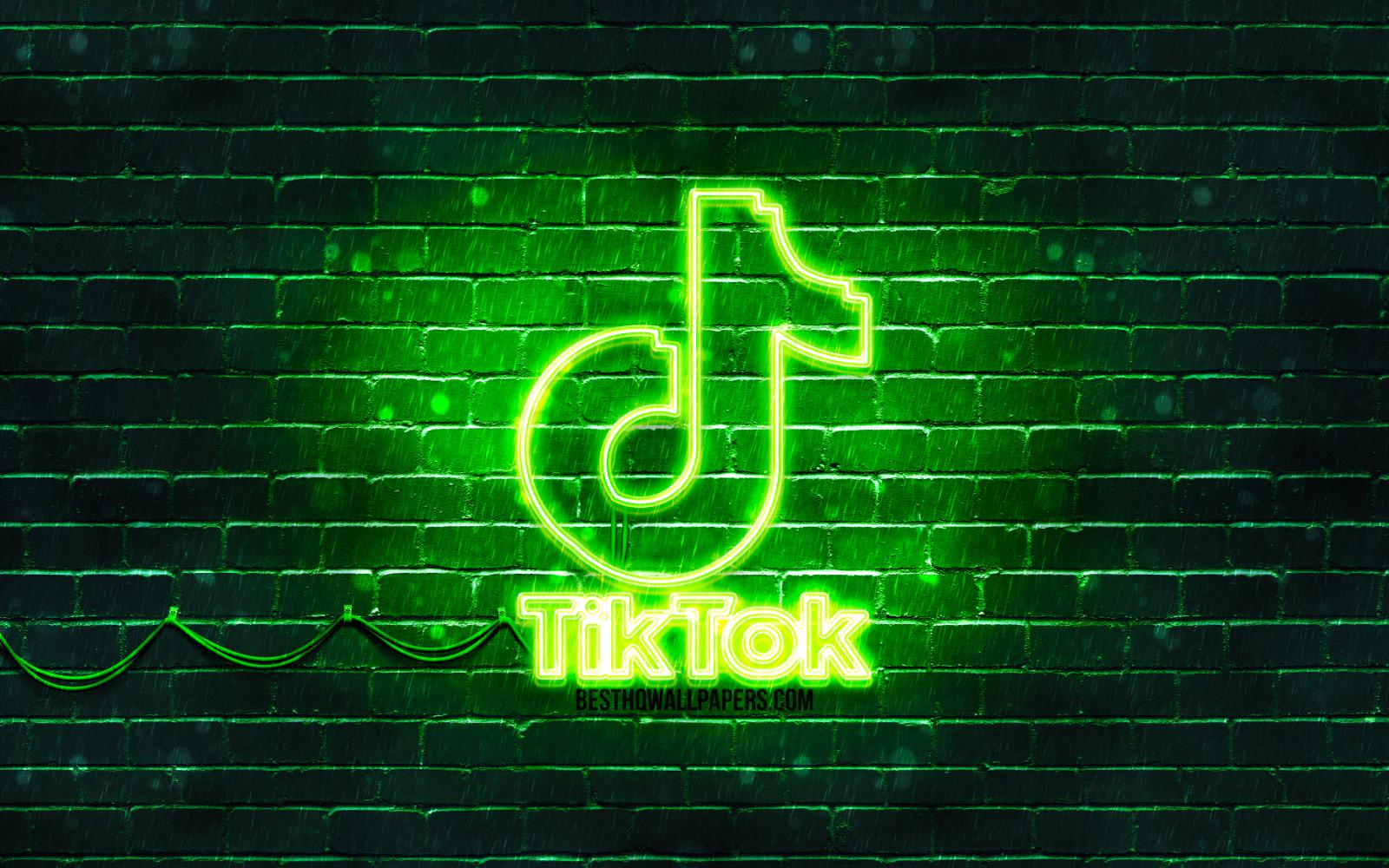 3840x2400 Download wallpapers TikTok green logo, 4k, green brickwall, TikTok logo,  social networks, TikTok neon logo, TikTok for desktop with resolution  3840x2400. High Quality HD pictures wallpapers