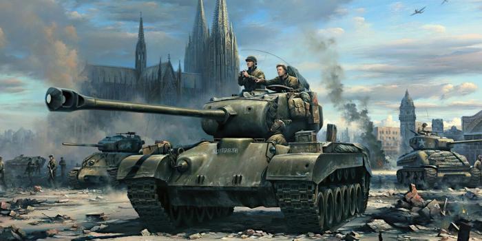 1332x850 Wallpaper war, art, painting, tank, ww2, m-26 pershing images for desktop,  section живопись - download