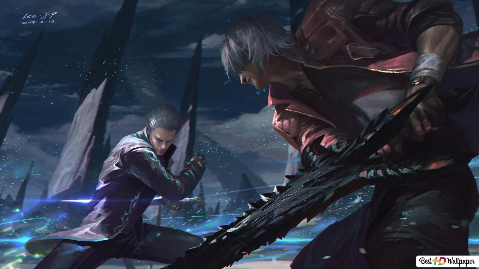 1920x1080 Devil May Cry 5 - Vergil Vs Dante HD wallpaper download