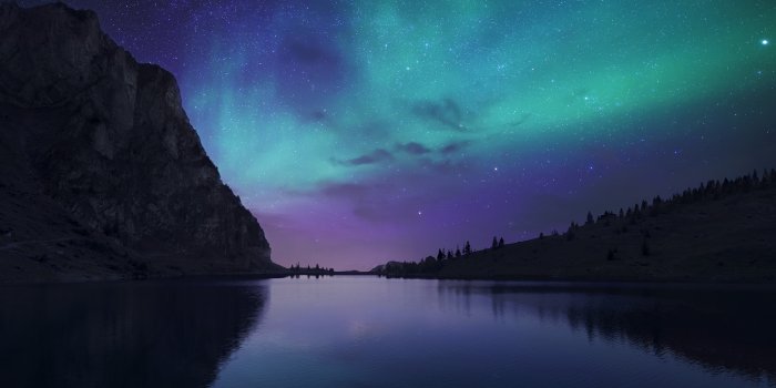 7680x3200 Aurora Borealis Night Sky Stars Lake Nature Scenery 4K Wallpaper #163