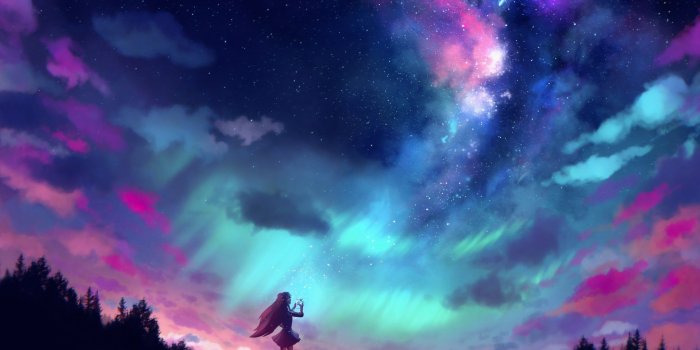 2560x1600 Wallpaper Of Aurora Borealis, Girl, Sky, Woman Background - Anime Sky  Wallpaper 4k - 2560x1600 Wallpaper - teahub.io