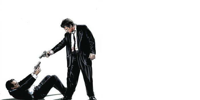 1332x850 Wallpaper Minimalism, Figure, Gun, Wallpaper, Background, Weapons, Movie,  Art, Art, The film, Wallpapers, Reservoir Dogs, Tarantino, Men, Picture,  Movie images for desktop, section фильмы - download
