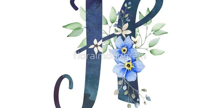 833x1000 Monogram H Wild Blue Flowers Sticker by floralmonogram | Flower drawing,  Blue flower tattoos, Blue flower wallpaper