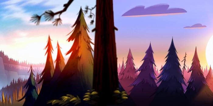 3840x1080 artwork, Waterfall, Forest, Gravity Falls Wallpapers HD / Desktop and  Mobile Backgrounds