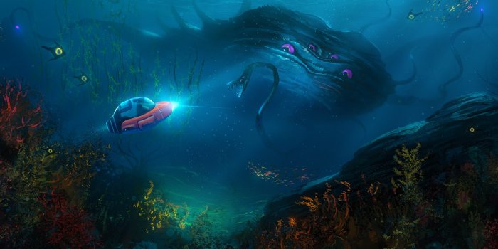 1332x850 Wallpaper eyes, the ocean, snake, being, bathyscaphe, Subnautica images for  desktop, section игры - download