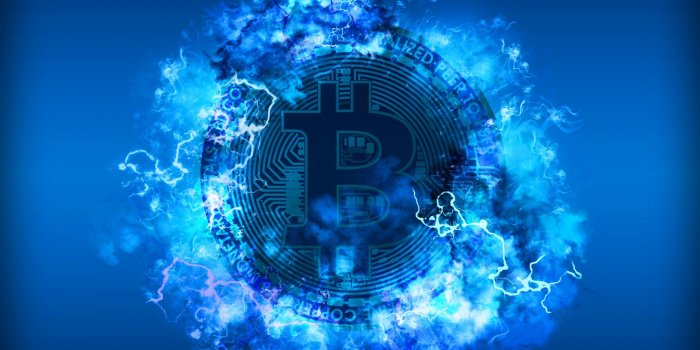 1332x850 Wallpaper blue, lightning, blue, fon, coin, bitcoin, bitcoin, btc images  for desktop, section рендеринг - download
