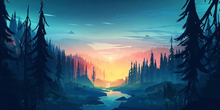 2880x1800 River Mountain 3D Desktop HD Wallpaper