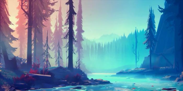 3440x1440 Minimalist Forest River Wallpaper [3840x2160] : r/wallpaper