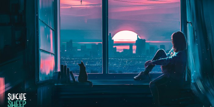 3840x2160 Anime Girl Cat City Scenery 4K Wallpaper #145