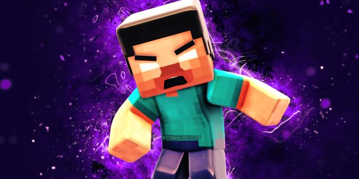 3840x2400 Download wallpapers Herobrine, 4k, violet neon lights, Minecraft, artwork,  Minecraft characters, Herobrine Minecraft for desktop with resolution  3840x2400. High Quality HD pictures wallpapers