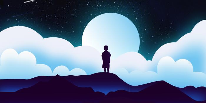 5120x2880 Boy Wallpaper 4K, Kid, Alone, Silhouette, Moon, Night, Clouds, Fantasy,  #1017