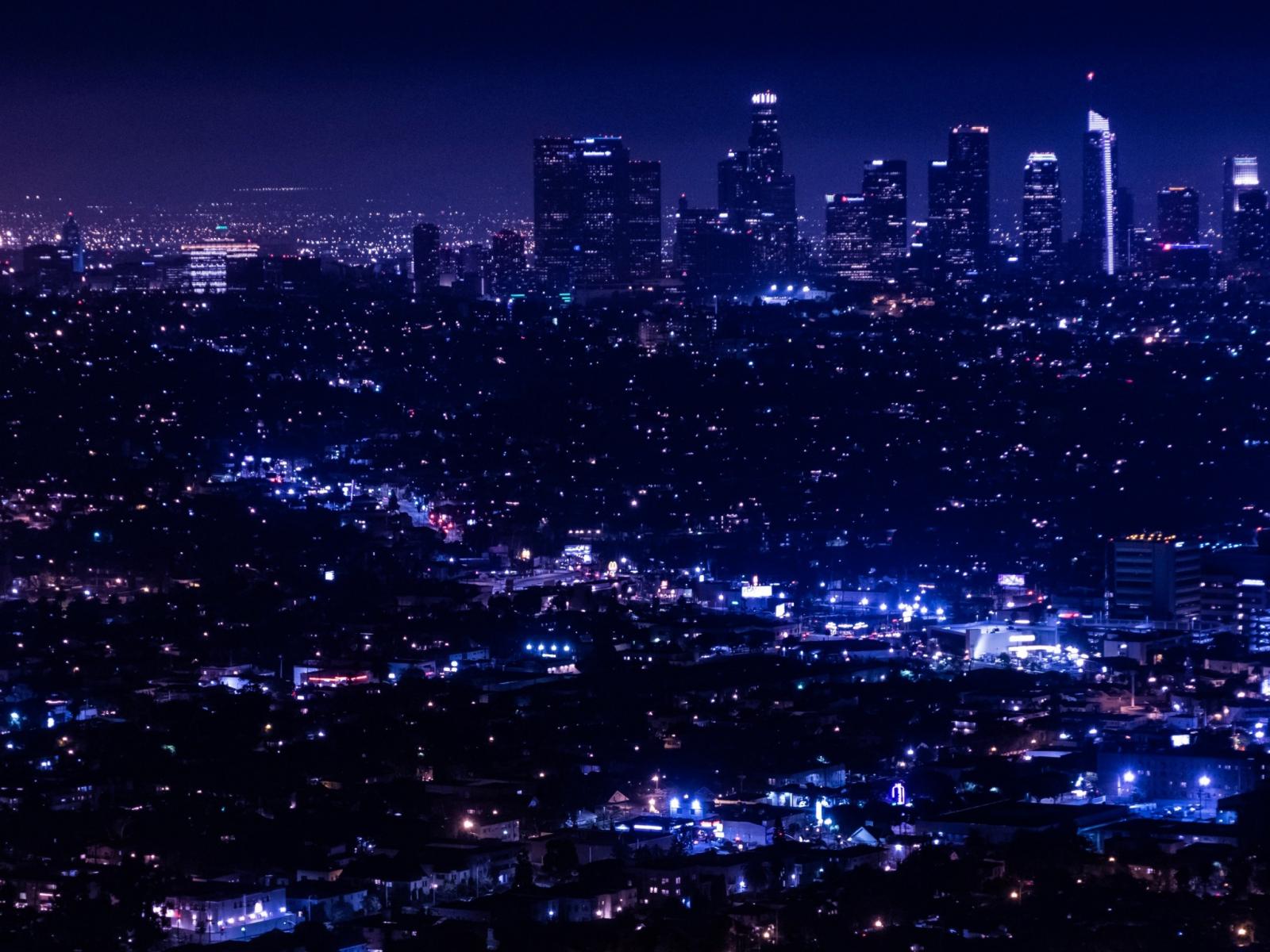 2048x1536 Wallpaper 4k night city, city lights, overview, aerial view 4k Wallpaper