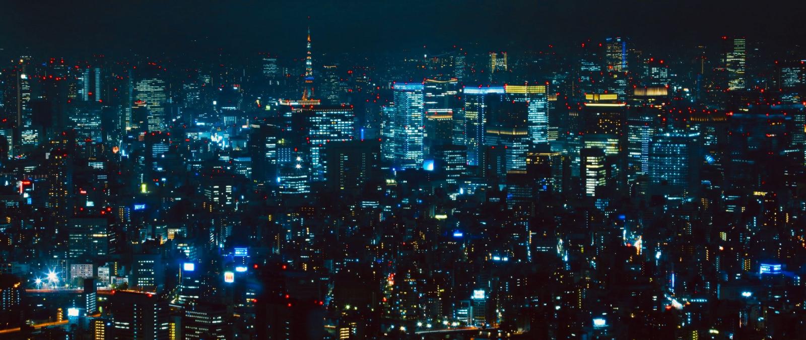2560x1080 Download wallpaper 2560x1080 night city, aerial view, tokyo, city lights,  metropolis dual wide 1080p hd background