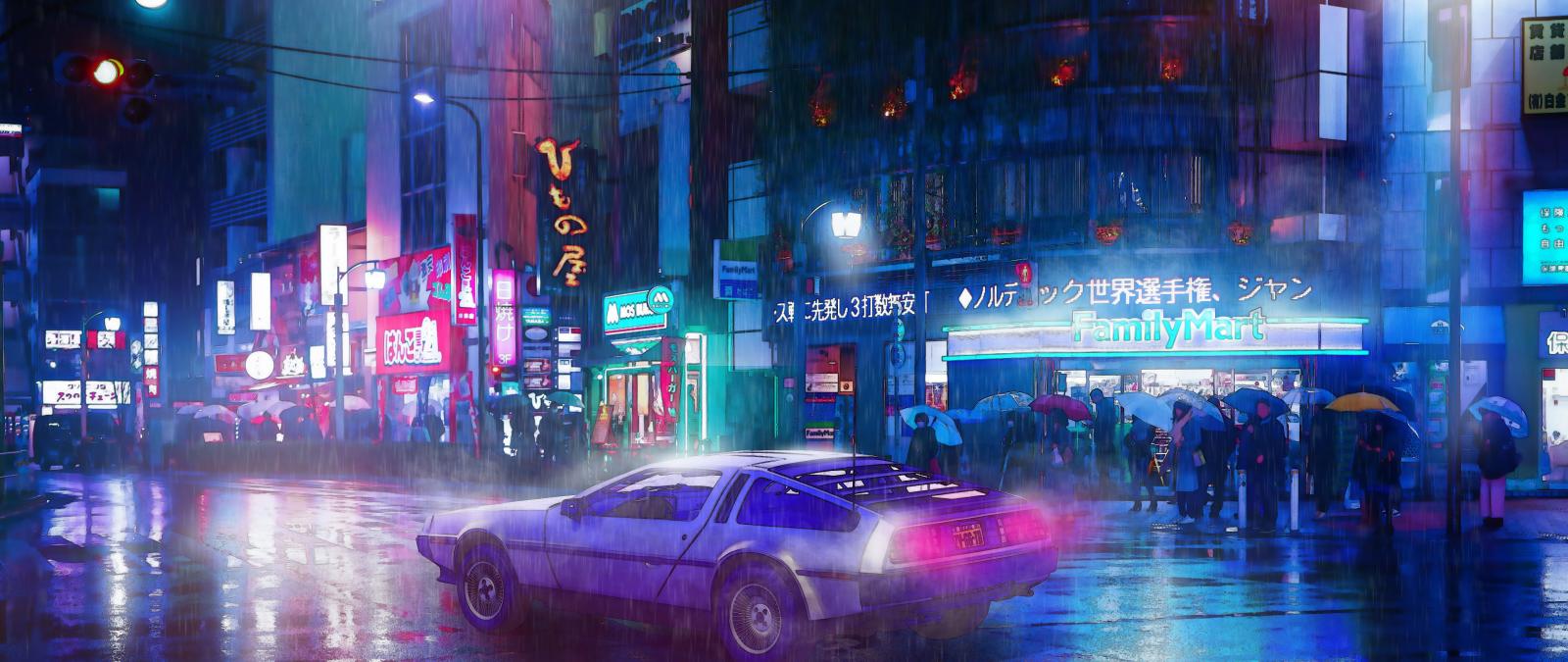 5120x2160 Cyberpunk Car Night City 8K Wallpaper #149