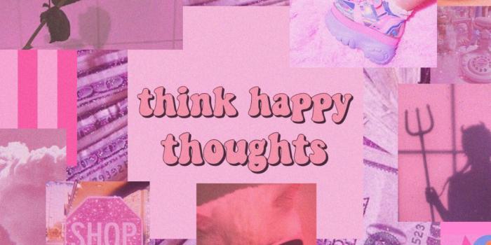1183x2560 Think Happy Thoughts Aesthetic Pink Wallpapers - Wallpapers Clan