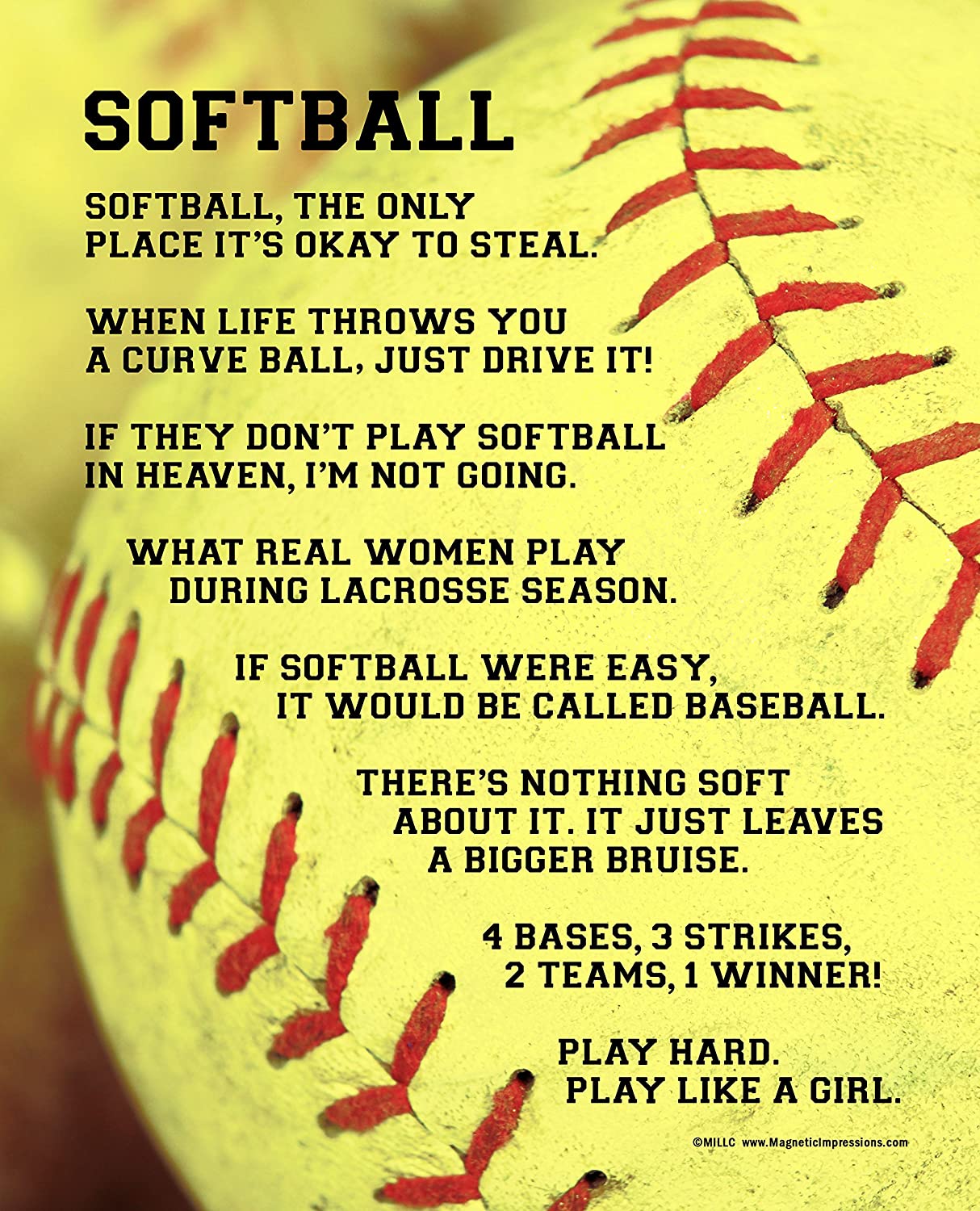 1214x1500 Amazon.com : Posters and Prints by Magnetic Impressions Unframed Softball  Player Sayings 8