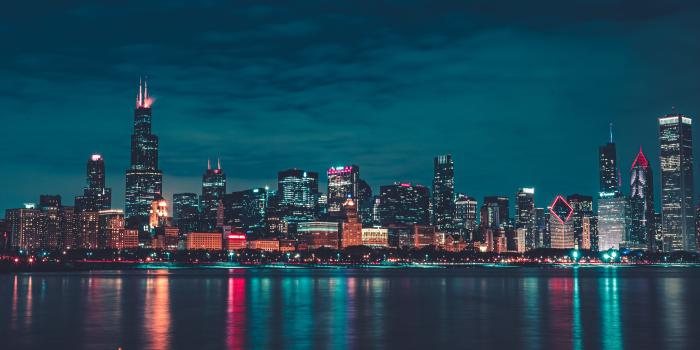 4896x3268 Chicago Wallpaper 4K, Night, City lights, Cityscape, Reflections, World,  #406