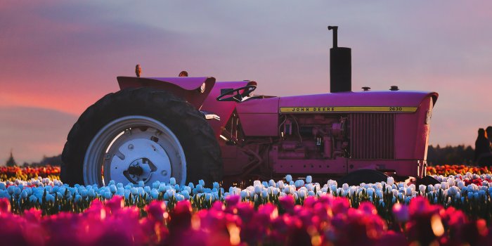 3840x2560 John Deere Tractor In Flower Farm 4k