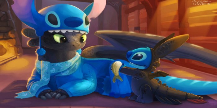 1920x1080 Stitch and Toothless : r/wallpapers