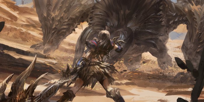1332x850 Wallpaper Girl, Art, Knight, Monster Hunter images for desktop, section  сёнэн - download