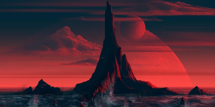 1600x900 1600x900] Red Sky with a tower | Island wallpaper, Computer wallpaper  desktop wallpapers, Desktop wallpapers backgrounds