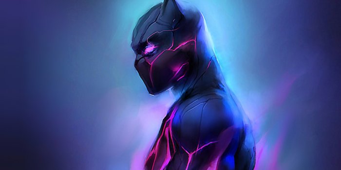 1600x900 Download Artwork, Black Panther, glowing suit wallpaper, 1600x900,  Widescreen 16:9, Widescreen