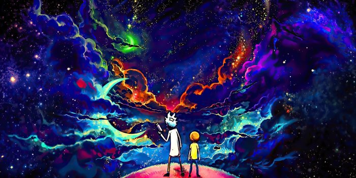 2560x1080 Download rick and morty, orange-dark space, art 2560x1080 wallpaper, dual  wide 2560x1080 hd image, background, 25739