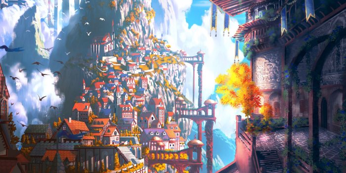 2560x1080 Download wallpaper 2560x1080 city, fantasy, castle, art dual wide 1080p hd  background