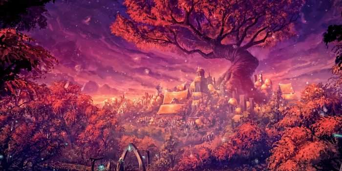 2560x1080 Download Fantasy, dreamy, forest, painting, art wallpaper, 2560x1080, Dual  Wide, Widescreen
