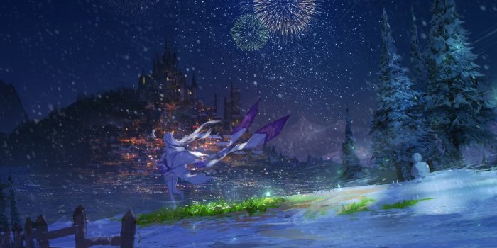 1332x850 Wallpaper winter, girl, snow, night, the city, fireworks, Emilia, From  scratch, Re Zero Kara Hajime Chip Isek Or Seikatsu, Life In The Alternative  World From Scratch images for desktop, section сёнэн -