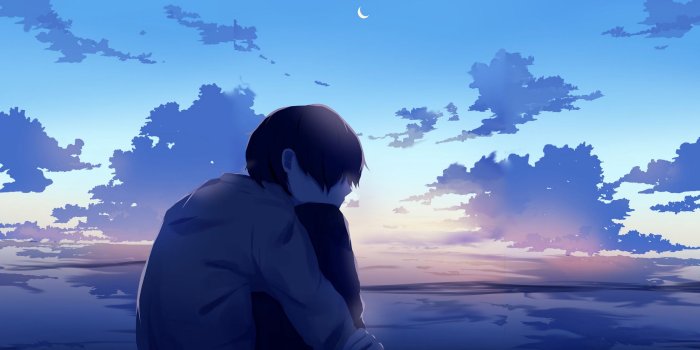 2560x1440 Download wallpaper 2560x1440 boy, alone, sad, anime widescreen 16:9 hd  background