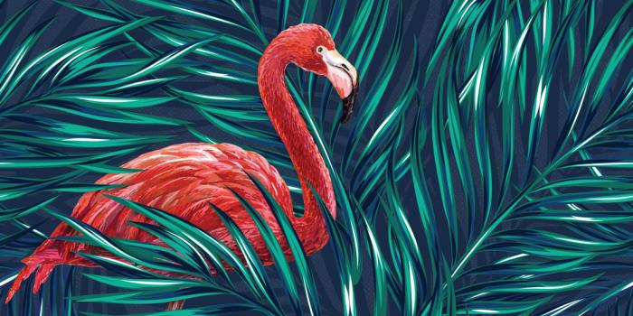 1100x1318 Tropical Flamingos • Bold Jungle mix of Pink Flamingos • Milton & King